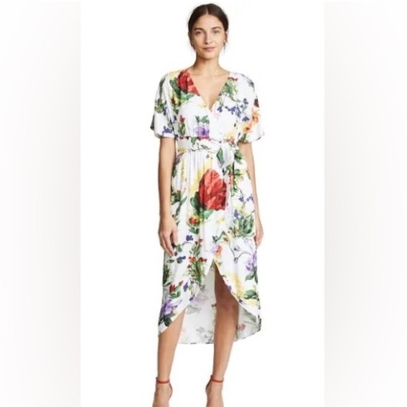 Alice and Olivia Floral Wrap Dress with Tie - Multicolor - size 4 - Picture 5 of 6